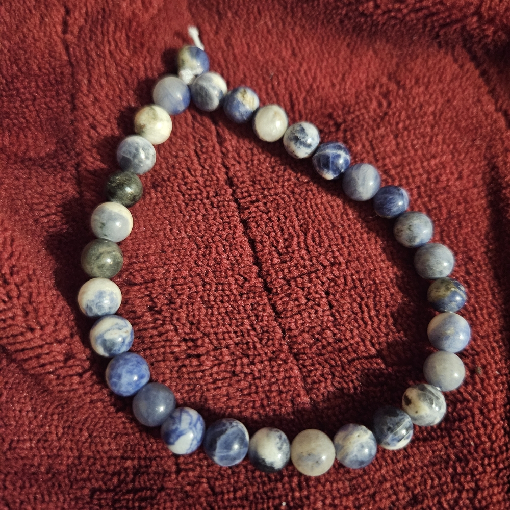 Blue Sodalite Beaded Stretch Bracelet - Handmade - NEW